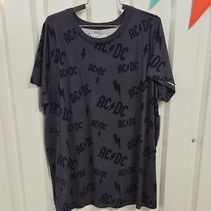 AC/DC Black Short Sleeve Tee with Tonal Logo Design